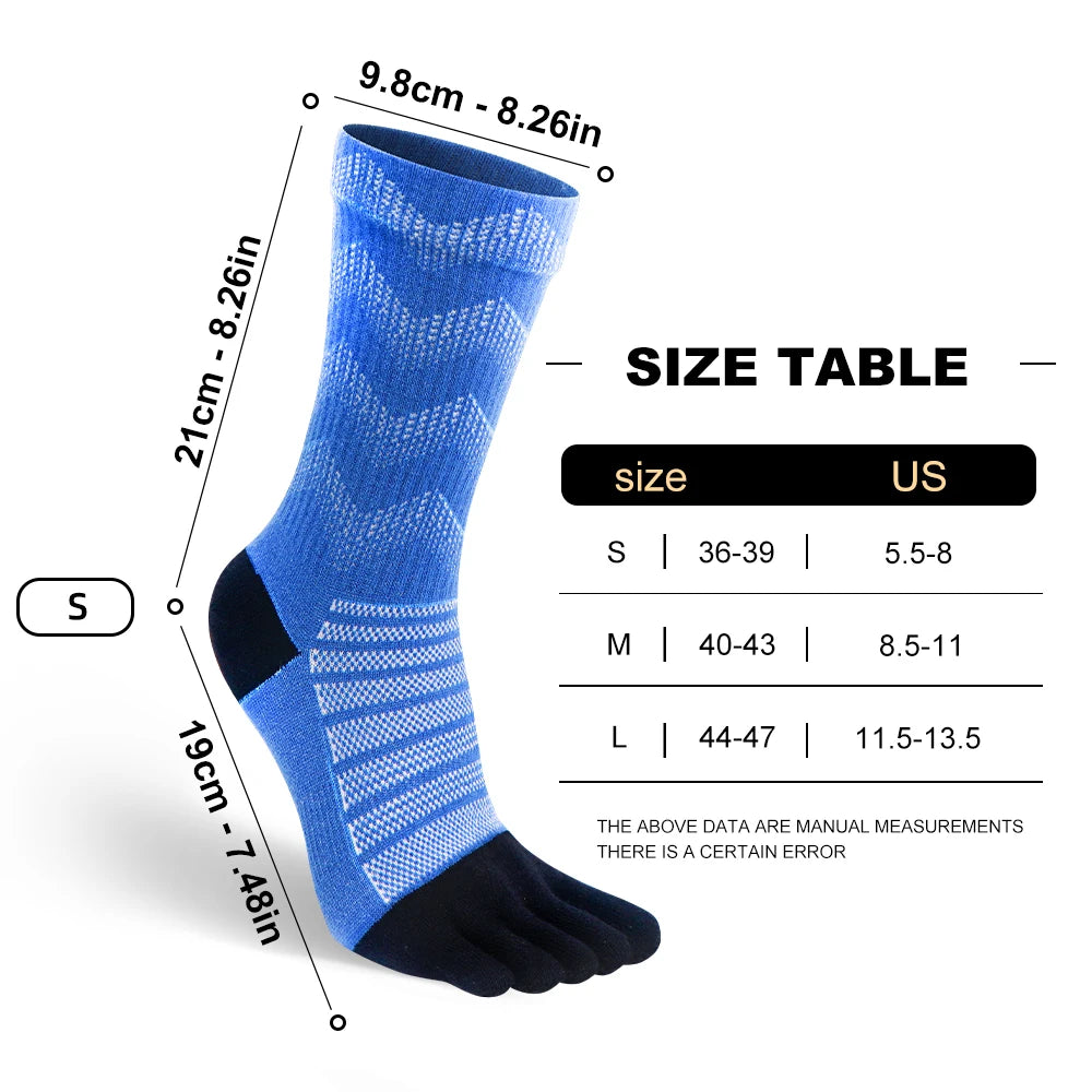 1/3 Pairs Merino Wool Socks for Men Thick Warm Hiking Running Cushion Crew Socks Merino Wool Sports Five Toe Socks