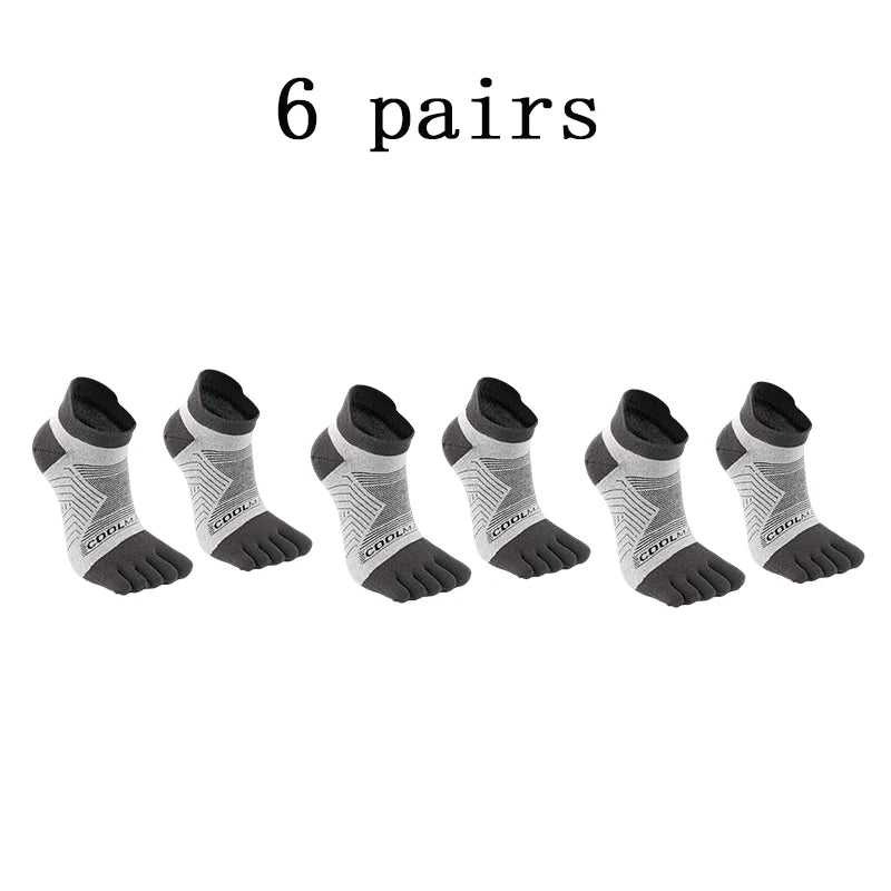 1/4/6 PAIRS COOLMAX Sports Socks Breathable Elastic 5 Toes Sports Socks Quick Drying Wicking Moisture Athletic Running Socks