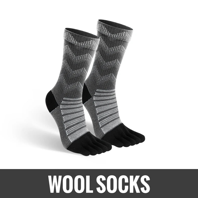 1/3 Pairs Merino Wool Socks for Men Thick Warm Hiking Running Cushion Crew Socks Merino Wool Sports Five Toe Socks