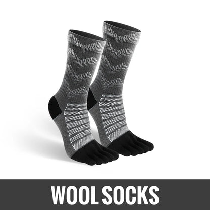 1/3 Pairs Merino Wool Socks for Men Thick Warm Hiking Running Cushion Crew Socks Merino Wool Sports Five Toe Socks