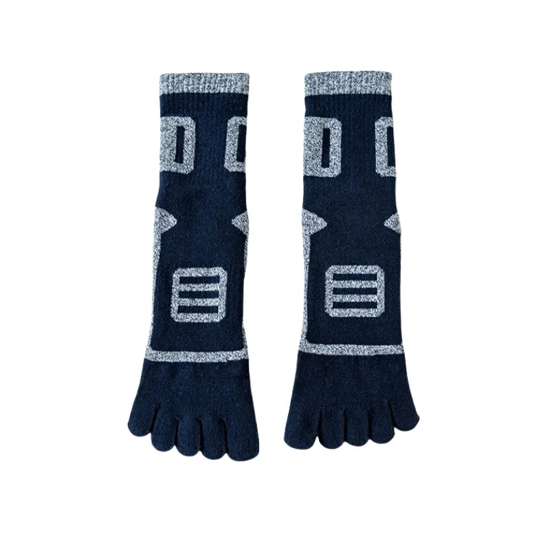 Men Five-Finger Cotton Crew Socks Breathable High Quality Knit Sock Soft Sports Solid Color Mountaineering, and Running Male Sox