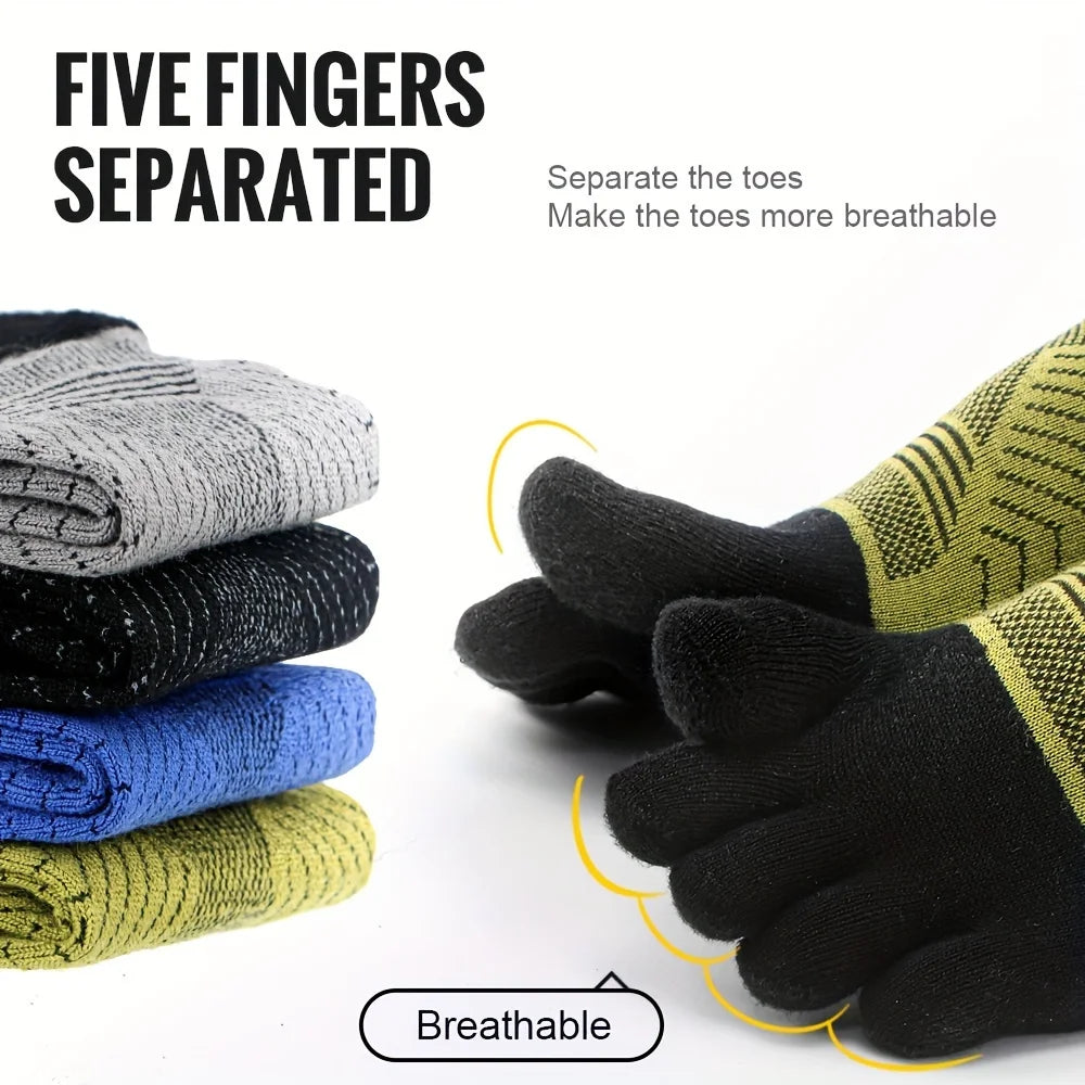 WRELS Merino Wool Outdoor Sports Five-Toe Socks Moisture-Wicking Elastic Running Socks Shock-Proof Breathable Trekking Toe Socks