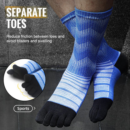 1/3 Pairs Merino Wool Socks for Men Thick Warm Hiking Running Cushion Crew Socks Merino Wool Sports Five Toe Socks