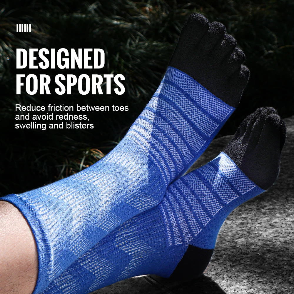 1/3 Pairs Merino Wool Socks for Men Thick Warm Hiking Running Cushion Crew Socks Merino Wool Sports Five Toe Socks