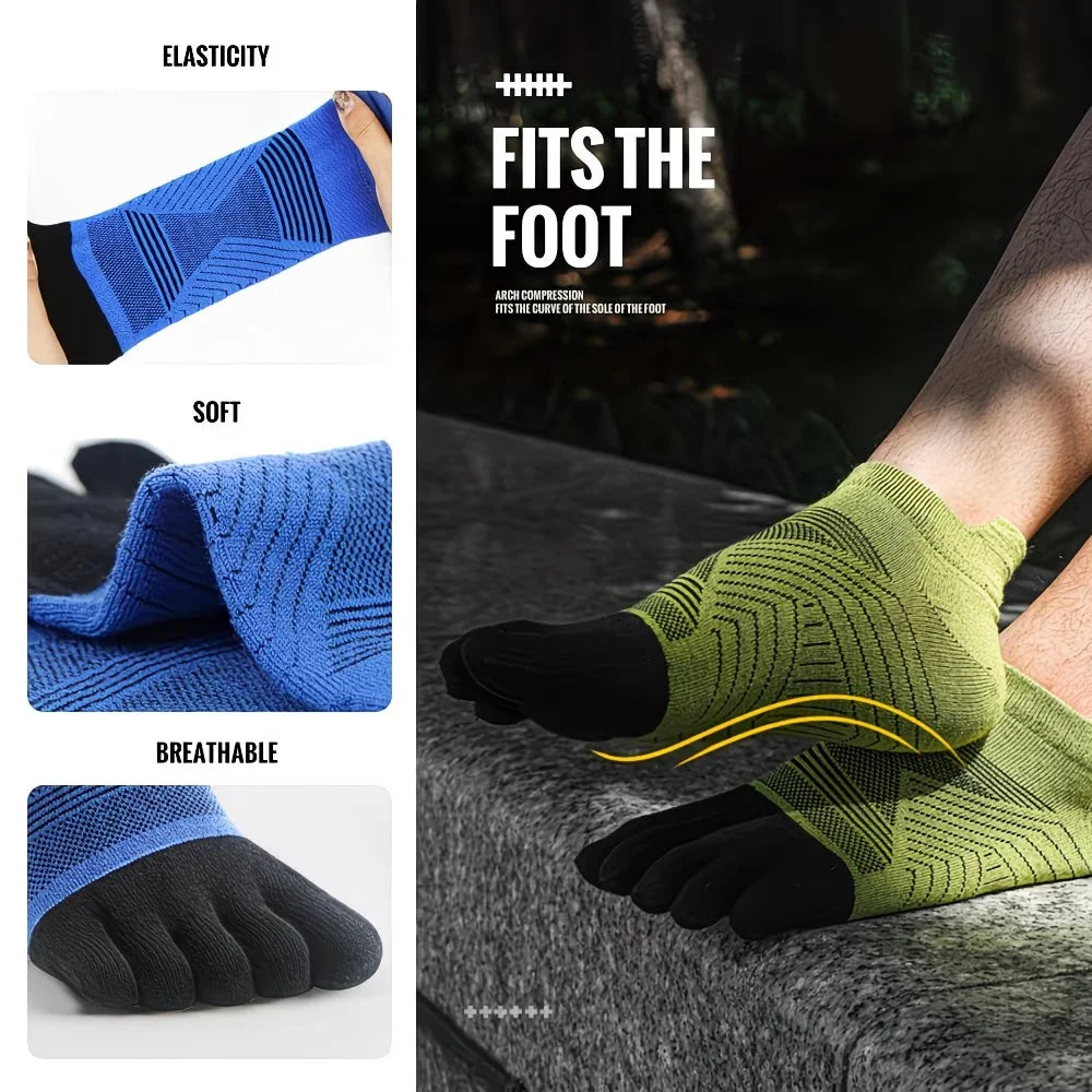 WRELS Merino Wool Outdoor Sports Five-Toe Socks Moisture-Wicking Elastic Running Socks Shock-Proof Breathable Trekking Toe Socks