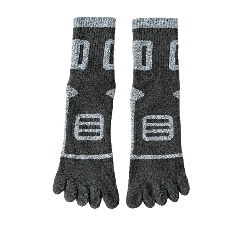 Men Five-Finger Cotton Crew Socks Breathable High Quality Knit Sock Soft Sports Solid Color Mountaineering, and Running Male Sox