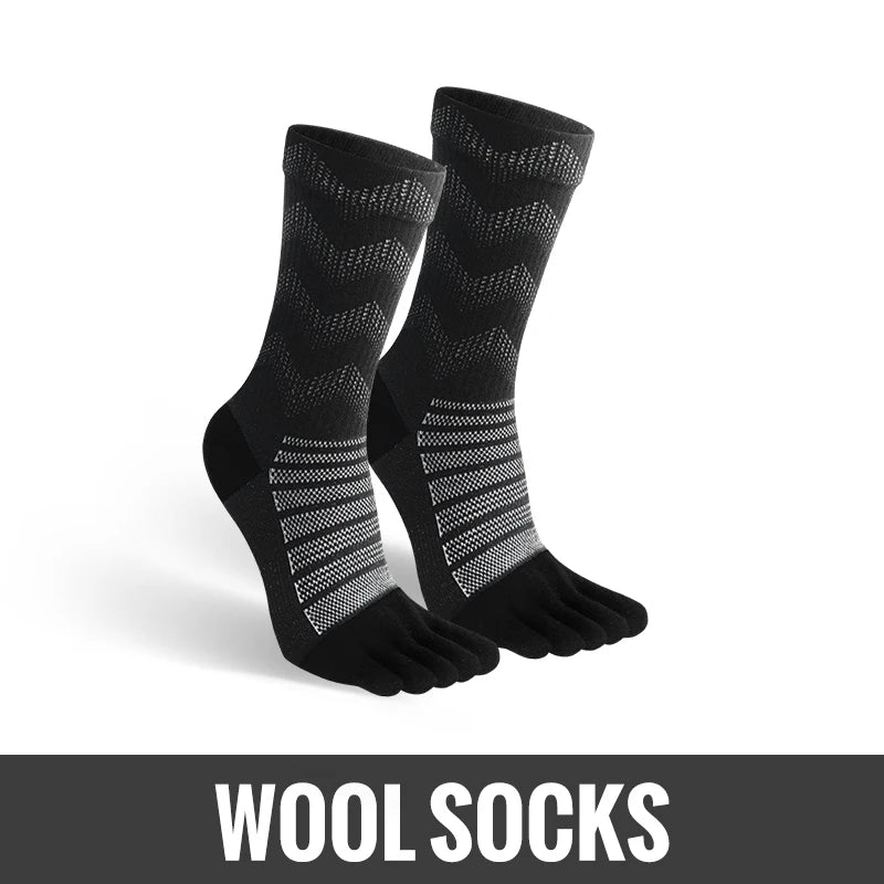 1/3 Pairs Merino Wool Socks for Men Thick Warm Hiking Running Cushion Crew Socks Merino Wool Sports Five Toe Socks