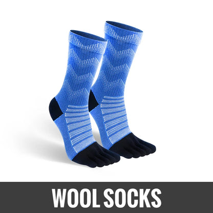 1/3 Pairs Merino Wool Socks for Men Thick Warm Hiking Running Cushion Crew Socks Merino Wool Sports Five Toe Socks