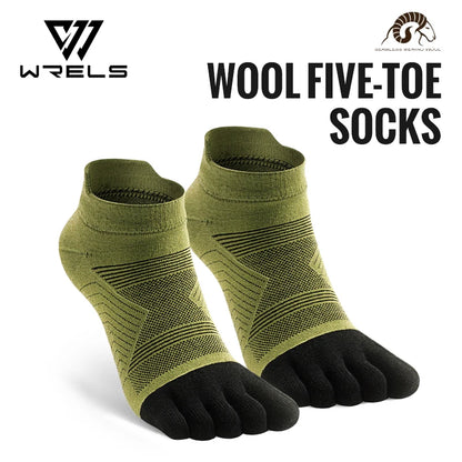 WRELS Merino Wool Outdoor Sports Five-Toe Socks Moisture-Wicking Elastic Running Socks Shock-Proof Breathable Trekking Toe Socks