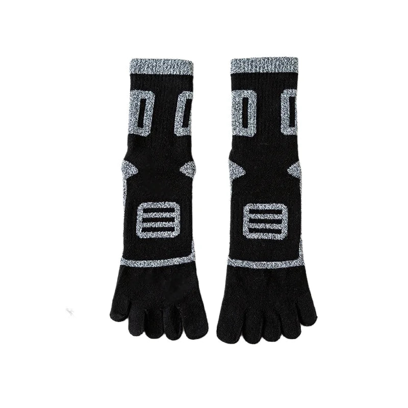 Men Five-Finger Cotton Crew Socks Breathable High Quality Knit Sock Soft Sports Solid Color Mountaineering, and Running Male Sox
