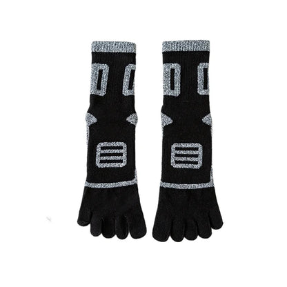 Men Five-Finger Cotton Crew Socks Breathable High Quality Knit Sock Soft Sports Solid Color Mountaineering, and Running Male Sox